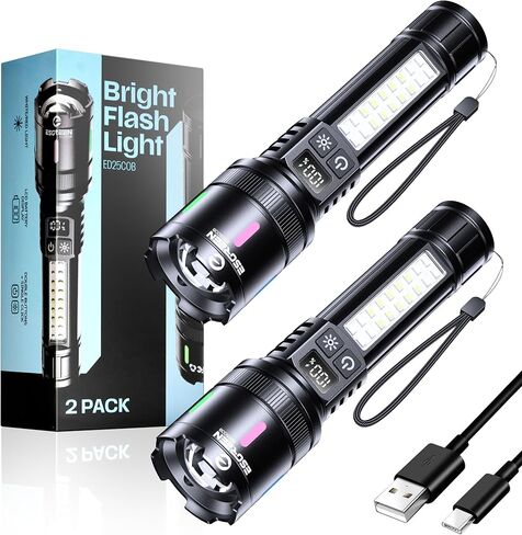 Esgreen Rechargeable Flashlights High Lumens 1000000 Single 2 Modes, Super Bright LED Flashlight USB C Long Distance 3280ft, Powerful Long Lasting 10H Heavy Duty Strong Flash Light for Camping Hiking in Kuwait