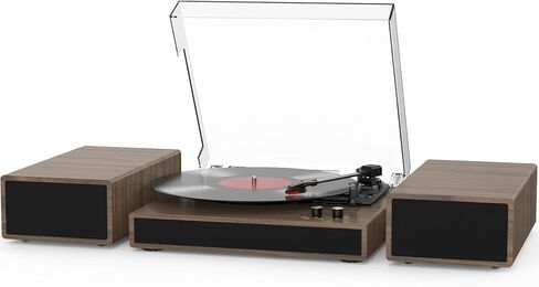 Record Player Belt-Drive Turntable with Bluetooth Output Connectivity Support 2 Speeds (33&45RPM) RCA Output Line Vinyl Record Player with Magnetic Cartridge Built-in Phono Pre-amp in Kuwait