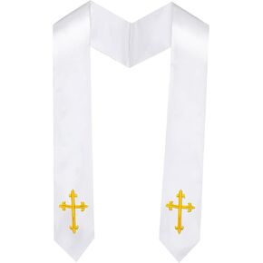 Embroidered Cross Choir Stole - Church & Halloween Costume Accessory, Adult Clergy Stole，70" in Saudi Arabia