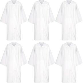 6 قطع من رداء الجوقة غير اللامع لقاضي معمودية الكنيسة، ثوب التخرج الأبيض للجنسين البالغين in Kuwait