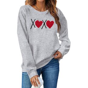 Valentines Day Sweatshirts For Women Love Sweatshirt Cute Heart Graphic Sweater Casual Patch Pullover Tops in Kuwait