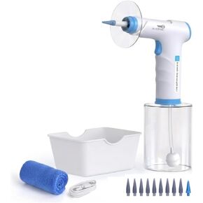 منظف ​​الأذن الكهربائي مع نظام ري قابل لإعادة الشحن - يتضمن فوهات متعددة وكوب لتجميع المياه ومنشفة ناعمة - مجموعة لطيفة وفعالة لإزالة شمع الأذن للمنزل والأطفال والبالغين والسفر in Kuwait