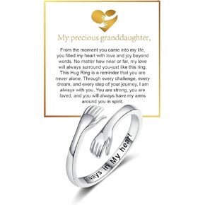 Granddaughter Hug Ring For Hope Rings, Inspirational Stainless Steel Engarved With “Always With You" Message Adjustable Ring for Women Non Tarnish Jewelry Gift for Her Birthday Christmas in Saudi Arabia