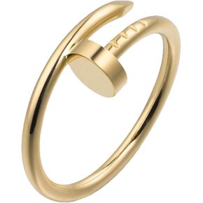 خاتم الحب للرجال من BUENAVO، مجوهرات عصرية من النحاس المطلي بالذهب عيار 18 قيراط، زفاف، عيد ميلاد، هدية، عيد الحب، أفضل هدية للذكرى السنوية للأزواج، خاتم أظافر ذهبي للنساء in Kuwait