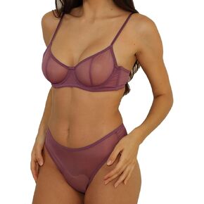 مجموعة ملابس داخلية شفافة من C'EST NICKEL للنساء مثيرة شفافة من خلال حمالة الصدر واللباس الداخلي in Kuwait