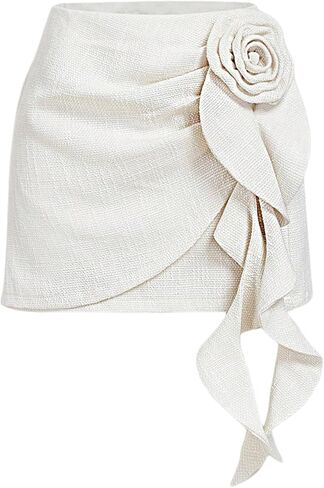 Floerns Women's Elegant 3D Floral Skirt High Waisted A Line Mini Skirts Business Casual Outfit in Saudi Arabia