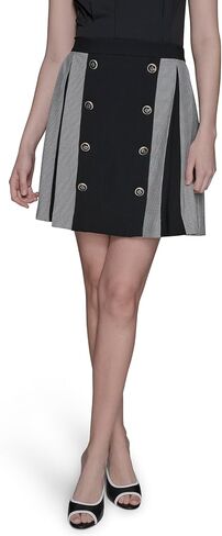 Karl Lagerfeld Womens Two Toned Pleated Mini Skirt with Buttons in Saudi Arabia