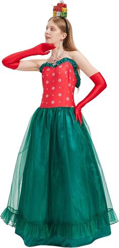 May Costume for Adult, 5 Pcs Christmas Dress Set for Women, Classic Movie Characters Outfit for Halloween Xmas Cosplay Party in Saudi Arabia