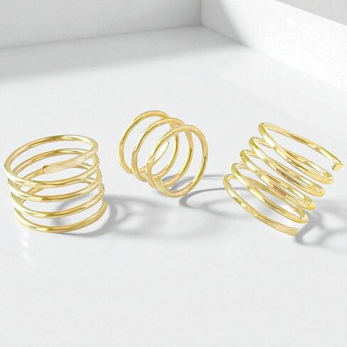 14K Gold Filled Custom Spiral Ring for Women. Wraparound Coil Ring. Modern Trendy Swirl. Hammered 14kt Yellow Gold Filled Stacking Rings. Artisan Custom Made Personalized Statement Open Ring in Saudi Arabia