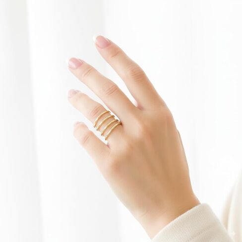 14K Gold Filled Custom Spiral Ring for Women. Wraparound Coil Ring. Modern Trendy Swirl. Hammered 14kt Yellow Gold Filled Stacking Rings. Artisan Custom Made Personalized Statement Open Ring in Saudi Arabia