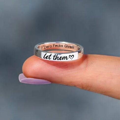 Let Them Zero Fcks Given Mantra Rings for Women, Inspirational Stainless Steel Engraving Stackable Ring Self Worth Motivation Circle Rings, Personality Friendship Gift Jewelry for Women in Saudi Arabia
