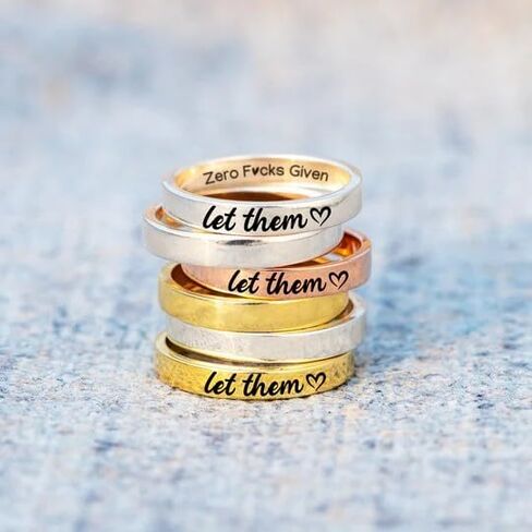 Let Them Zero Fcks Given Mantra Rings for Women, Inspirational Stainless Steel Engraving Stackable Ring Self Worth Motivation Circle Rings, Personality Friendship Gift Jewelry for Women in Saudi Arabia