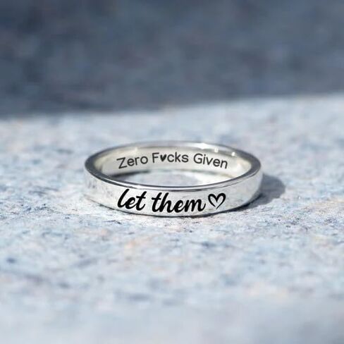 Let Them Zero Fcks Given Mantra Rings for Women, Inspirational Stainless Steel Engraving Stackable Ring Self Worth Motivation Circle Rings, Personality Friendship Gift Jewelry for Women in Saudi Arabia