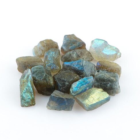 CRYSTALIS 100 Carats (14-15 pcs.) Labradorite Raw Stones Natural Gemstone Loose Bulk for Jewelry Making Supply, Chakra Healing, Cabbing, Tumbling, DIY, Collectible Gemstones (8-12mm size) in Kuwait