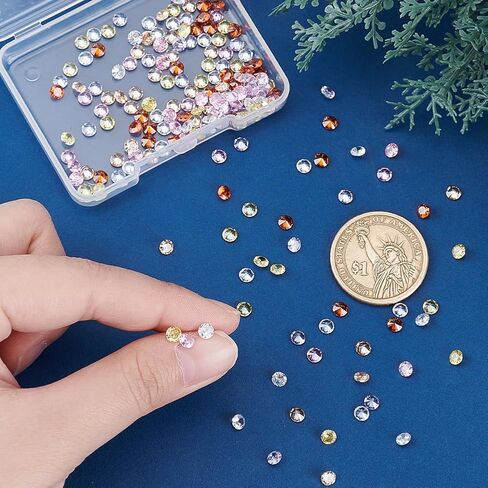 PH PandaHall 180pcs 6 Colors Cubic Zirconia Stone, 4mm Grade A Faceted CZ Diamante Rhinestone Gems Small Zirconia Gems Cabochons Loose Stones for Ring Earring Bracelet Nail Art DIY Jewelry Making in Saudi Arabia