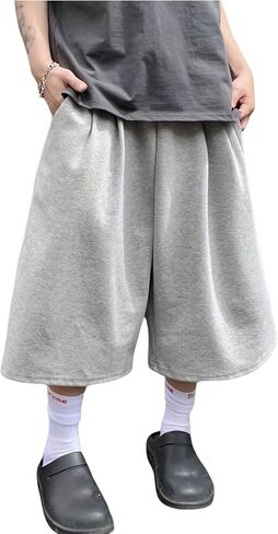 OYOANGLE Men's Baggy Oversized Sweat Shorts Drawstring Waist Track Shorts with Pockets in Saudi Arabia