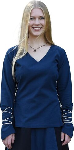Battle-Merchant Renaissance Blouse Aila – Lace-Up Cotton Top for Women, Medieval Peasant Style & Fantasy Festival Outfit in Saudi Arabia