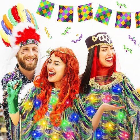 Coume Mardi Gras Light-Up Costume Outfit for Women Carnival Costumes Poncho Scarf Shawl Dress Accessories Masquerade Party (Batteries Not Included) in Saudi Arabia