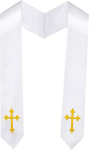 Embroidered Cross Choir Stole - Church & Halloween Costume Accessory, Adult Clergy Stole，70" in Saudi Arabia