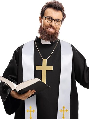 Embroidered Cross Choir Stole - Church & Halloween Costume Accessory, Adult Clergy Stole，70" in Saudi Arabia