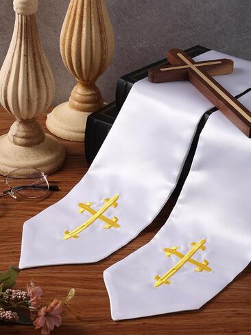 Embroidered Cross Choir Stole - Church & Halloween Costume Accessory, Adult Clergy Stole，70" in Saudi Arabia