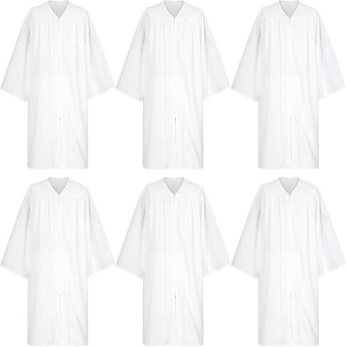 6 قطع من رداء الجوقة غير اللامع لقاضي معمودية الكنيسة، ثوب التخرج الأبيض للجنسين البالغين in Kuwait