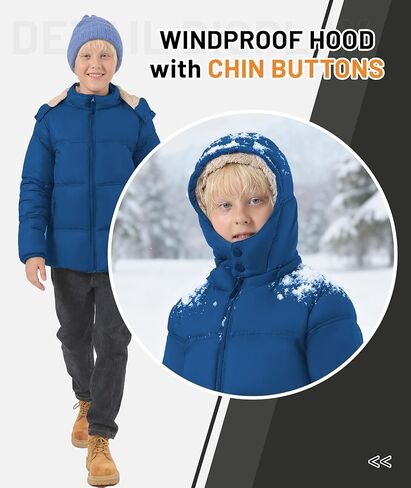 ZITY Puffer Jacket for Boy Sherpa Lined Coats Winter Thermal Coat Waterproof Jackets Fleece Lined Jacket with Detachable Hood in Saudi Arabia