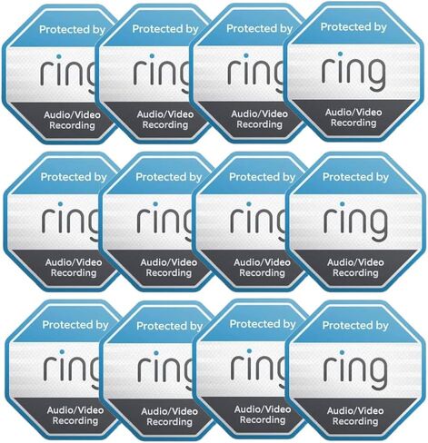 12 Pack Ring Security Stickers，Double Sided HD Printed Waterproof Security Decals for Home Windows Door in Saudi Arabia