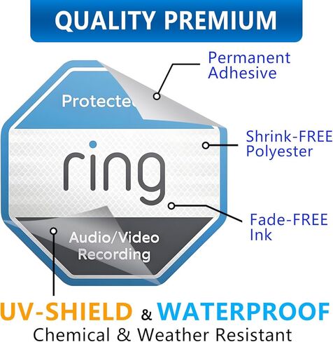 12 Pack Ring Security Stickers，Double Sided HD Printed Waterproof Security Decals for Home Windows Door in Saudi Arabia