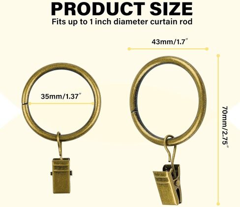 16Pcs Drapery Curtain Clip Rings, with Strong Clips,1.37" Inner Diameter (Bronze, 1.4-lnch Inner Diameter) in Saudi Arabia