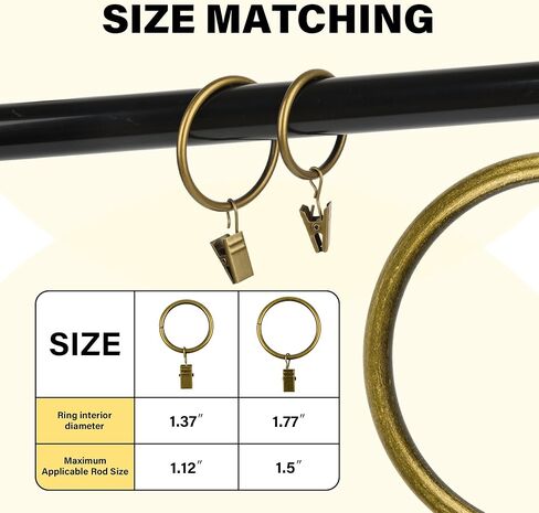 16Pcs Drapery Curtain Clip Rings, with Strong Clips,1.37" Inner Diameter (Bronze, 1.4-lnch Inner Diameter) in Saudi Arabia