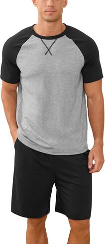NITAGUT Mens Pajama Set Summer 2 Piece Loungewear Short Sleeve Pjs Sleepwear with Pockets Soft Comfy Nightwear in Saudi Arabia