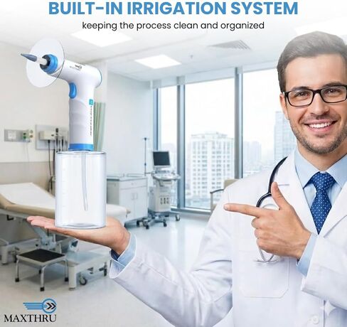 منظف ​​الأذن الكهربائي مع نظام ري قابل لإعادة الشحن - يتضمن فوهات متعددة وكوب لتجميع المياه ومنشفة ناعمة - مجموعة لطيفة وفعالة لإزالة شمع الأذن للمنزل والأطفال والبالغين والسفر in Kuwait