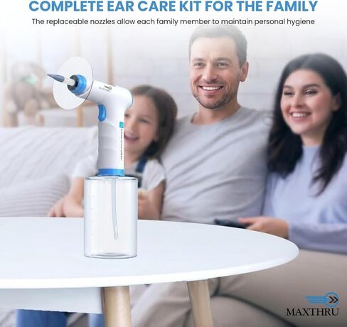 منظف ​​الأذن الكهربائي مع نظام ري قابل لإعادة الشحن - يتضمن فوهات متعددة وكوب لتجميع المياه ومنشفة ناعمة - مجموعة لطيفة وفعالة لإزالة شمع الأذن للمنزل والأطفال والبالغين والسفر in Kuwait