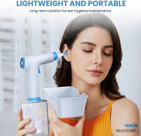 منظف ​​الأذن الكهربائي مع نظام ري قابل لإعادة الشحن - يتضمن فوهات متعددة وكوب لتجميع المياه ومنشفة ناعمة - مجموعة لطيفة وفعالة لإزالة شمع الأذن للمنزل والأطفال والبالغين والسفر in Kuwait