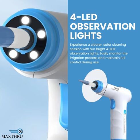 منظف ​​الأذن الكهربائي مع نظام ري قابل لإعادة الشحن - يتضمن فوهات متعددة وكوب لتجميع المياه ومنشفة ناعمة - مجموعة لطيفة وفعالة لإزالة شمع الأذن للمنزل والأطفال والبالغين والسفر in Kuwait