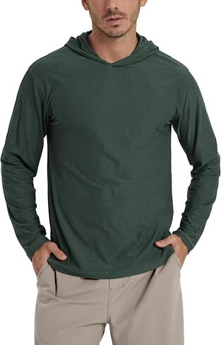 ODODOS Men's Long Sleeve Hoodie - Stratum Tech Performance Pullover - Ultra Soft Moisture Wicking UPF 50+ Top in Saudi Arabia