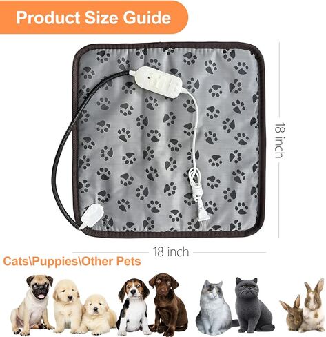 Dog Heating pad 18x18in Pet Heating pad Kitten beds for Indoor Kittens Waterproof Smart Thermostat Switch Adjustable Heated Cat Bed Cat Warming Pad in Kuwait