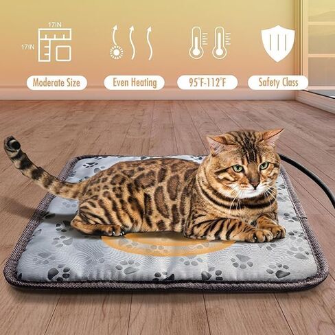 Dog Heating pad 18x18in Pet Heating pad Kitten beds for Indoor Kittens Waterproof Smart Thermostat Switch Adjustable Heated Cat Bed Cat Warming Pad in Kuwait