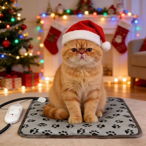 Dog Heating pad 18x18in Pet Heating pad Kitten beds for Indoor Kittens Waterproof Smart Thermostat Switch Adjustable Heated Cat Bed Cat Warming Pad in Kuwait