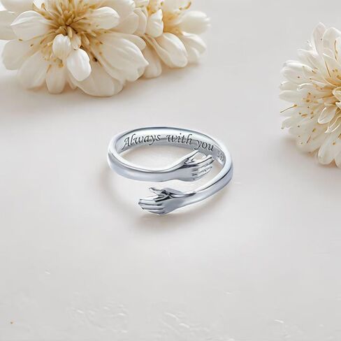 Granddaughter Hug Ring For Hope Rings, Inspirational Stainless Steel Engarved With “Always With You" Message Adjustable Ring for Women Non Tarnish Jewelry Gift for Her Birthday Christmas in Saudi Arabia