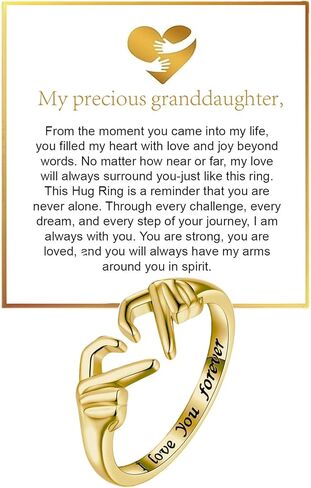Granddaughter Hug Ring For Hope Rings, Inspirational Stainless Steel Engarved With “Always With You" Message Adjustable Ring for Women Non Tarnish Jewelry Gift for Her Birthday Christmas in Saudi Arabia