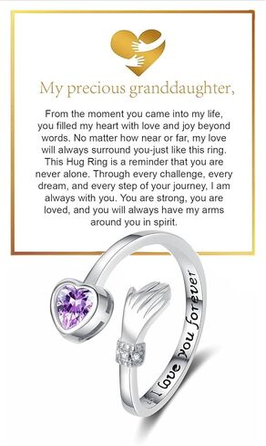 Granddaughter Hug Ring For Hope Rings, Inspirational Stainless Steel Engarved With “Always With You" Message Adjustable Ring for Women Non Tarnish Jewelry Gift for Her Birthday Christmas in Saudi Arabia
