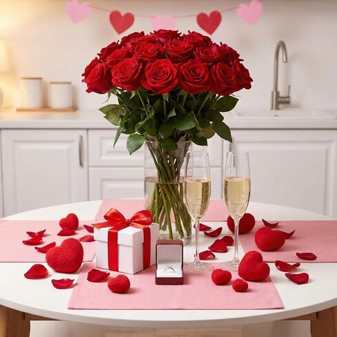 Geosar 24 Pieces Valentines Day Vase Filler Felt Heart Balls for Crafts Heart Vase Filler Decorative Pom Pom Balls Ornaments for Valentine's Day Decor Centerpieces(4 Sizes,Red) in Saudi Arabia