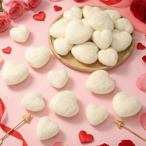 Geosar 24 Pieces Valentines Day Vase Filler Felt Heart Balls for Crafts Heart Vase Filler Decorative Pom Pom Balls Ornaments for Valentine's Day Decor Centerpieces(4 Sizes,Red) in Saudi Arabia