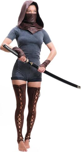 غطاء رأس وقناع قاتل من الجلد نينجا بالاكلافا قابل للتعديل بقلنسوة كاجوال من Ren Faire Cosplay LARP زي القلنسوة in Kuwait