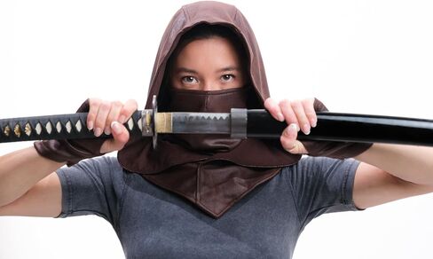 غطاء رأس وقناع قاتل من الجلد نينجا بالاكلافا قابل للتعديل بقلنسوة كاجوال من Ren Faire Cosplay LARP زي القلنسوة in Kuwait