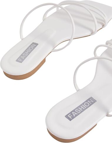 Women's Cute Strappy Flat Sandals Summer Slide Sandal Slip on Vacation Trendy Sandals 2025 in Saudi Arabia