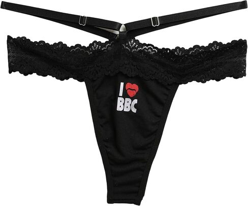 I Love BBC Underwear for Women – Black Lacy BBC Panty with Heart-Lip Design & Strappy Waist Detail in Saudi Arabia