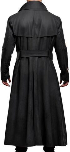 Men's Genuine Lambskin Classic Slim Fit Peanut Brown Leather Duster Overcoat Trench Coats for Men Full Length in Saudi Arabia